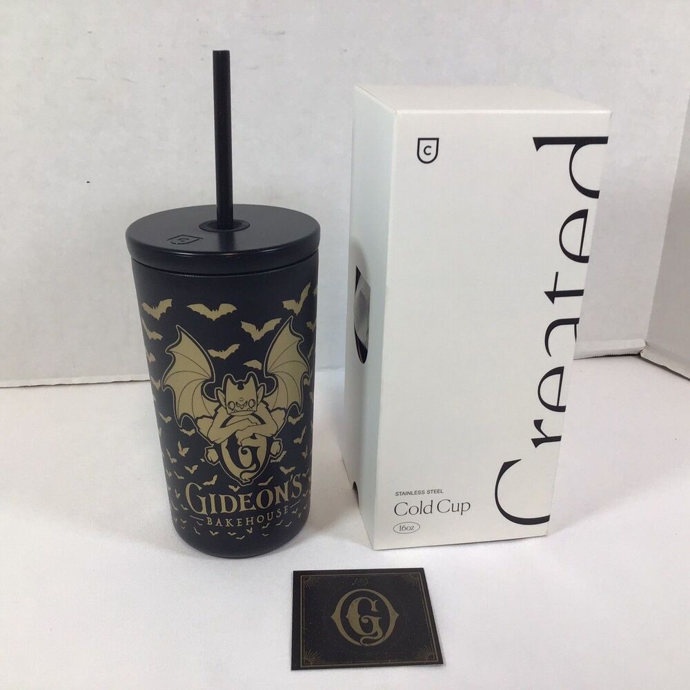 Gideon's Bakehouse Bronze Gargoyle Logo Black Tumbler Stainless Steel 16 oz NEW